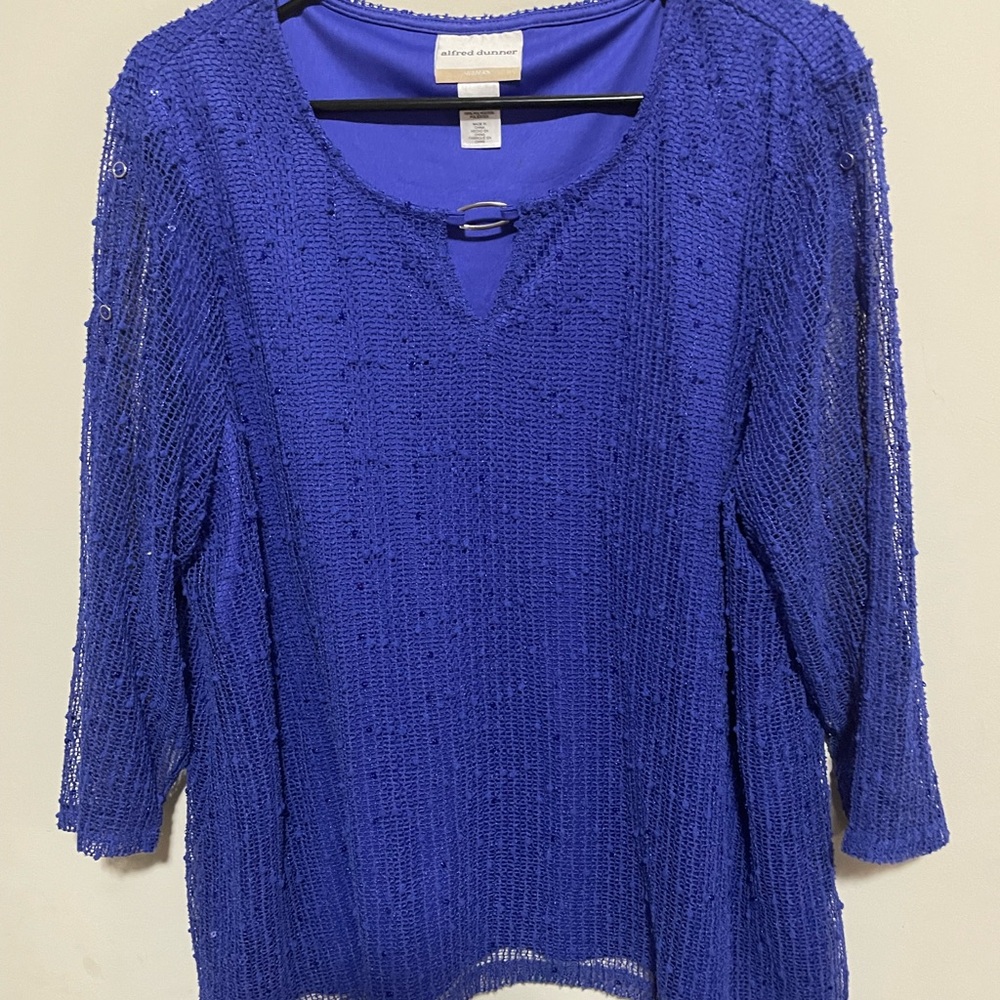 Alfred Dunner Royal Blue Textured Blouse